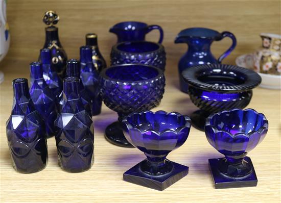 A quantity of Bristol blue glassware